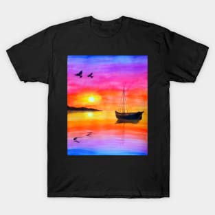 Colorful sunset on the lake T-Shirt